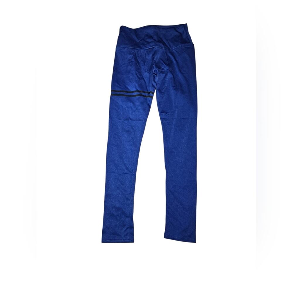NWOT (2) XL Kids Blue Leggings With Black Stripe, Never Used.